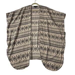 Romeo & Juliet Couture Open Front Boho Print Kimono Size Small Neutral Festival